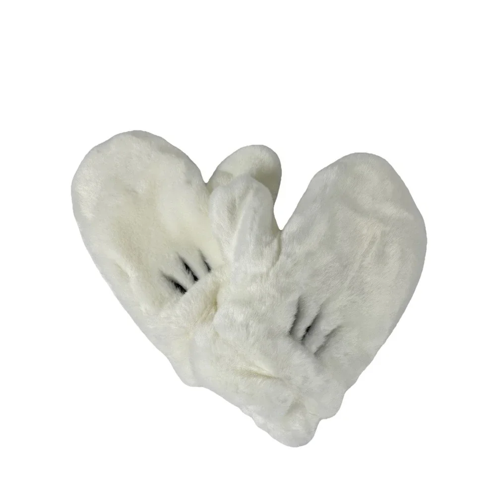 Disney Mickey Mouse Plush Mittens White Winter Gloves Tokyo Disney Resort